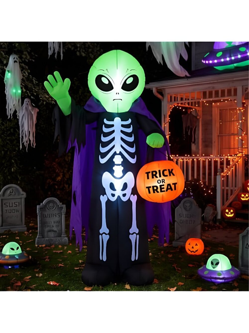 6ft Halloween Inflatables Alien Beckon in Welcome Outdoor Decor
